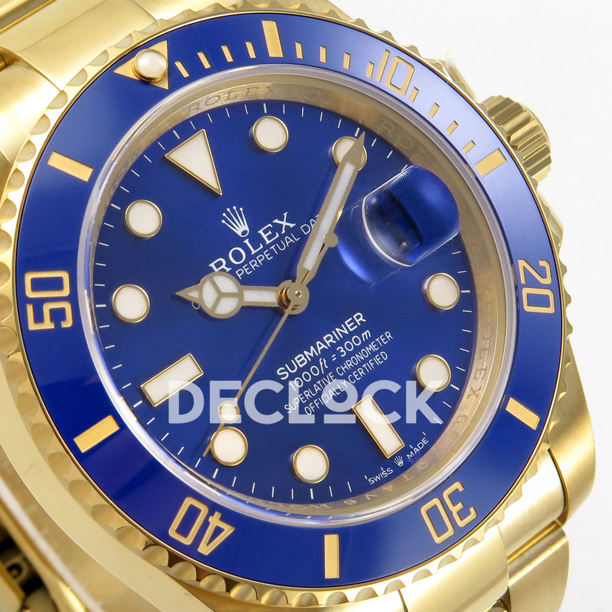 Rolex Submariner 41mm 126618LB WF Blue Dial Yellow Gold JH3235 replica - dial angle left