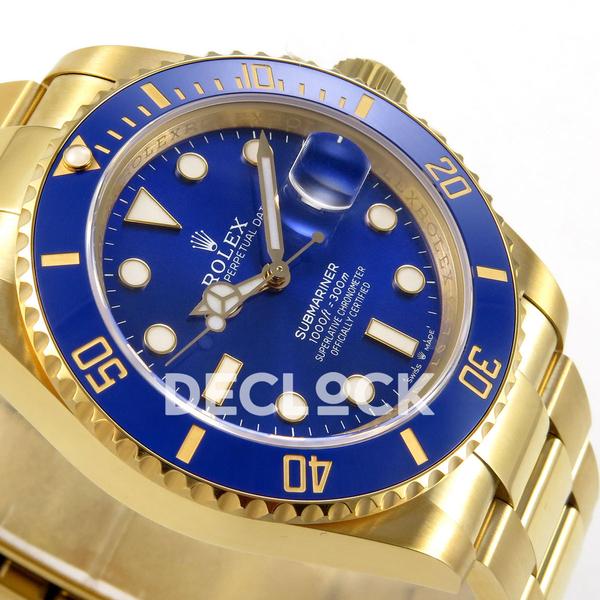 Rolex Submariner 41mm 126618LB WF Blue Dial Yellow Gold JH3235 replica - dial side angle