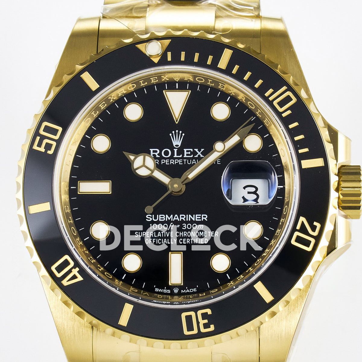 Rolex Submariner 126618LN 41mm THBF Yellow Gold Black Dial SH3235 replica - dial closeup