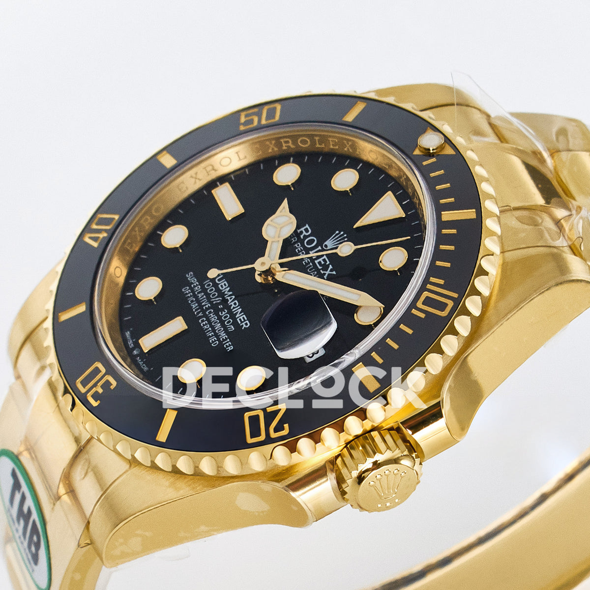 Rolex Submariner 126618LN 41mm THBF Yellow Gold Black Dial SH3235 replica - crown front angle