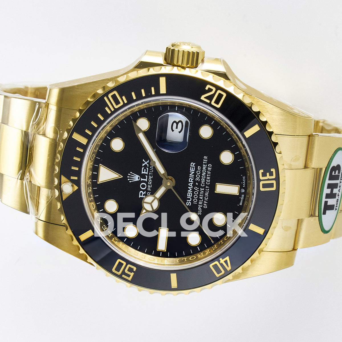 Rolex Submariner 126618LN 41mm THBF Yellow Gold Black Dial SH3235 replica - rotated dial