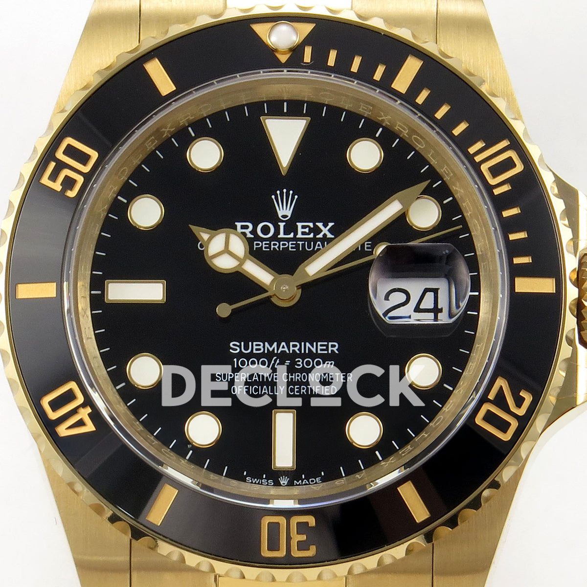 Rolex Submariner 41mm 126618LN QF Black Dial Yellow Gold JH3235 Free Sprung replica - dial closeup