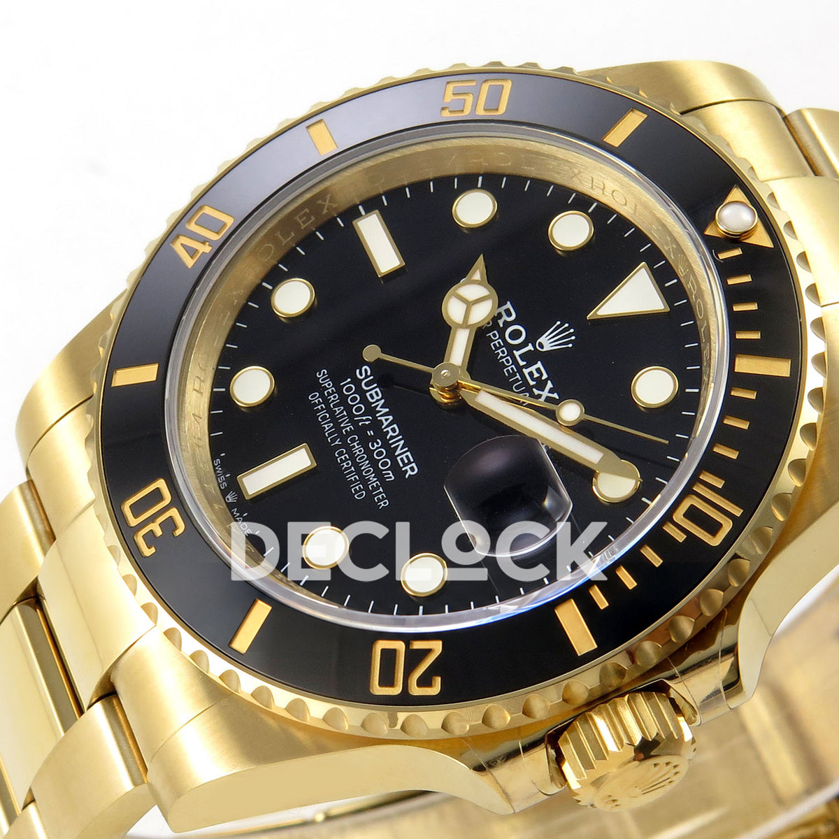 Rolex Submariner 41mm 126618LN QF Black Dial Yellow Gold JH3235 Free Sprung replica - dial angle right