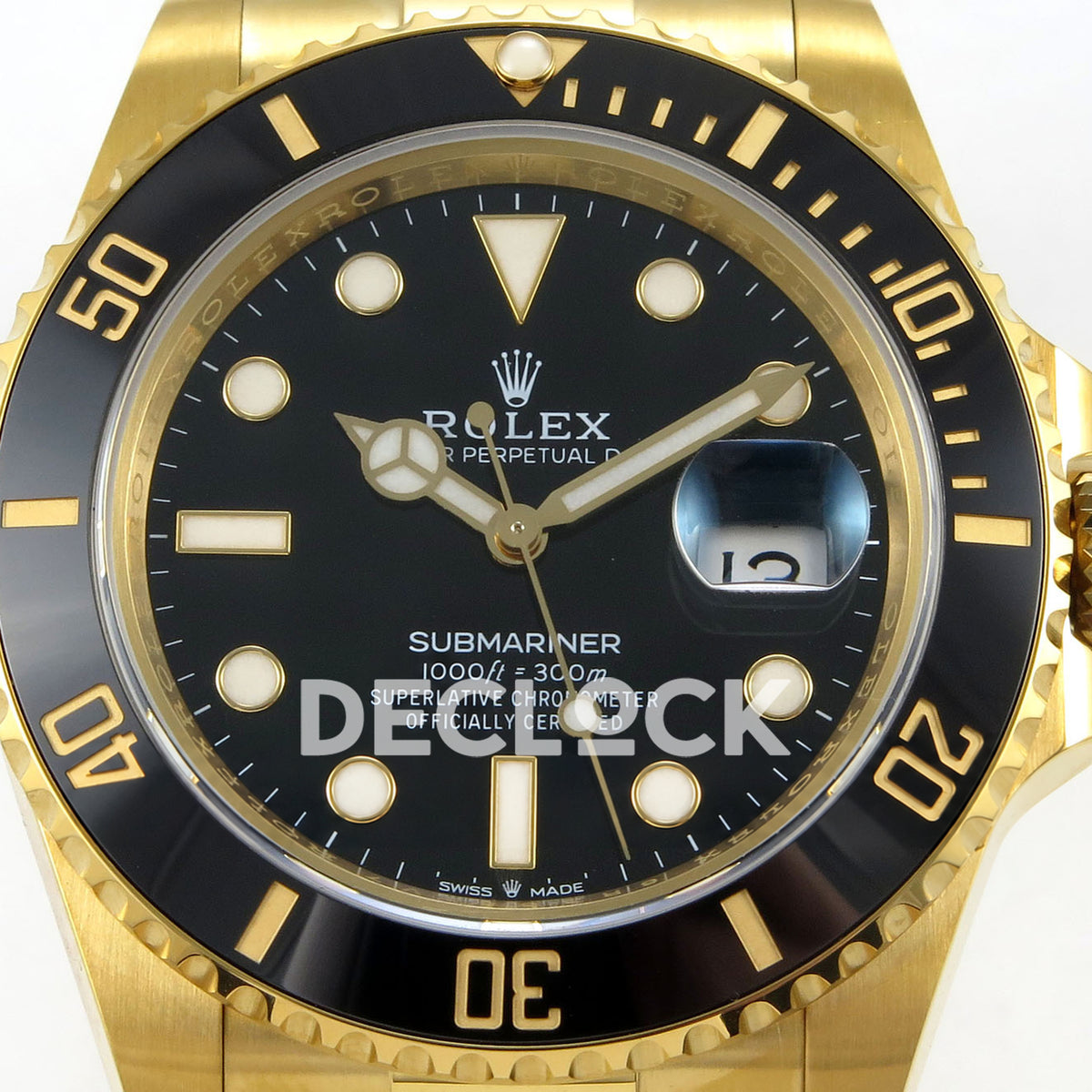 Rolex Submariner 41mm 126618LN RGF Black Dial Yellow Gold JH3235 replica - dial closeup