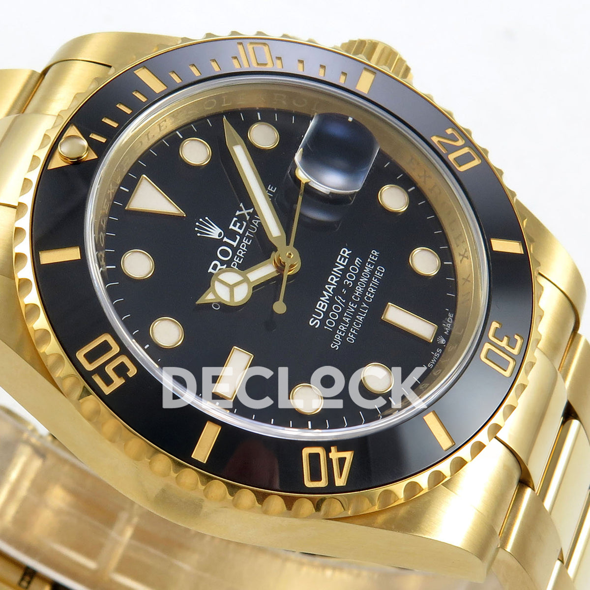 Rolex Submariner 41mm 126618LN VF Yellow Gold Black Dial DD3135 replica - dial side angle
