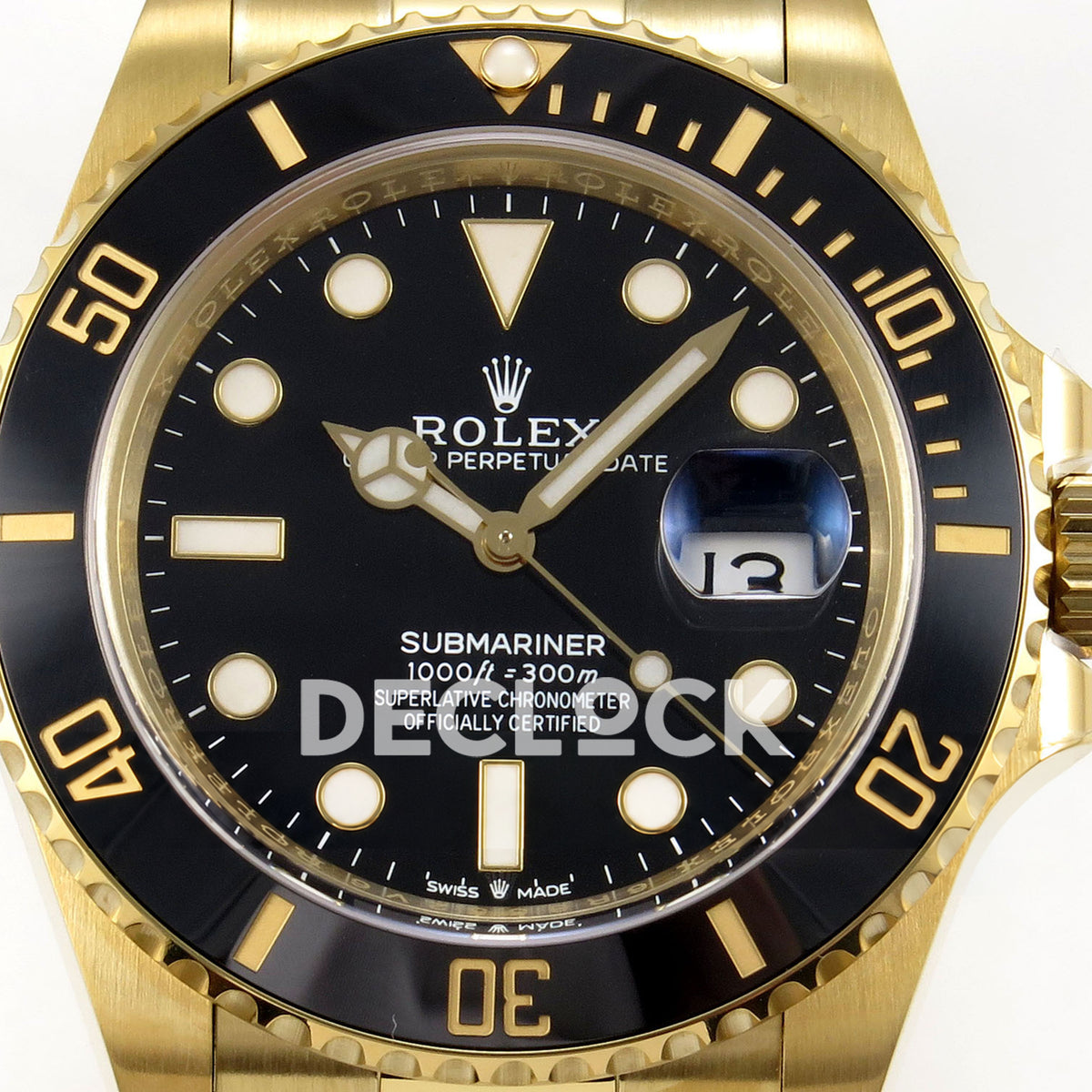 Rolex Submariner 41mm 126618LN WF Black Dial Yellow Gold JH3235 replica - dial closeup