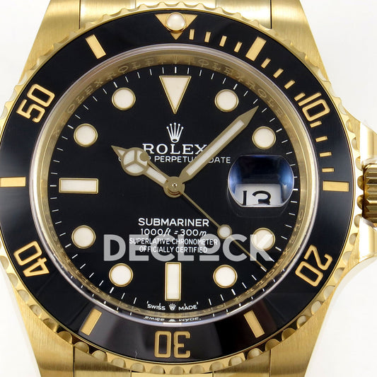 Rolex Submariner 41mm 126618LN WF Black Dial Yellow Gold JH3235 replica - dial closeup