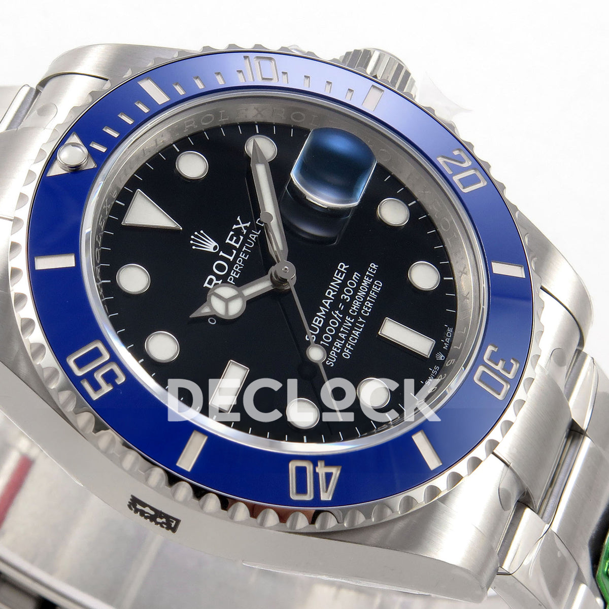 Rolex Submariner 41mm 126619LB Gold Maker Black Dial Blue Bezel JH3235 Free Sprung replica - dial side angle