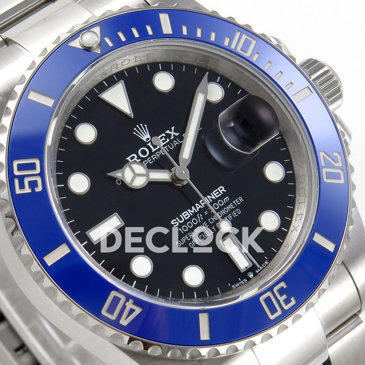Rolex Submariner 41mm 126619LB QF Black Dial Blue Bezel JH3235 Free Sprung replica - dial angle left