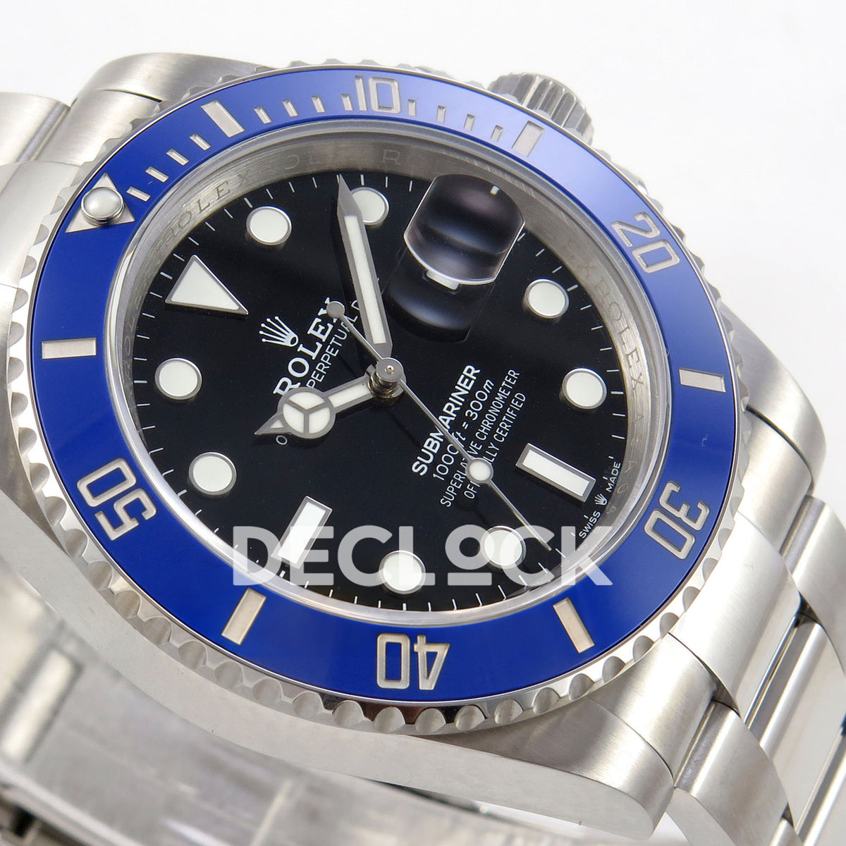 Rolex Submariner 41mm 126619LB QF Black Dial Blue Bezel JH3235 Free Sprung replica - dial side angle