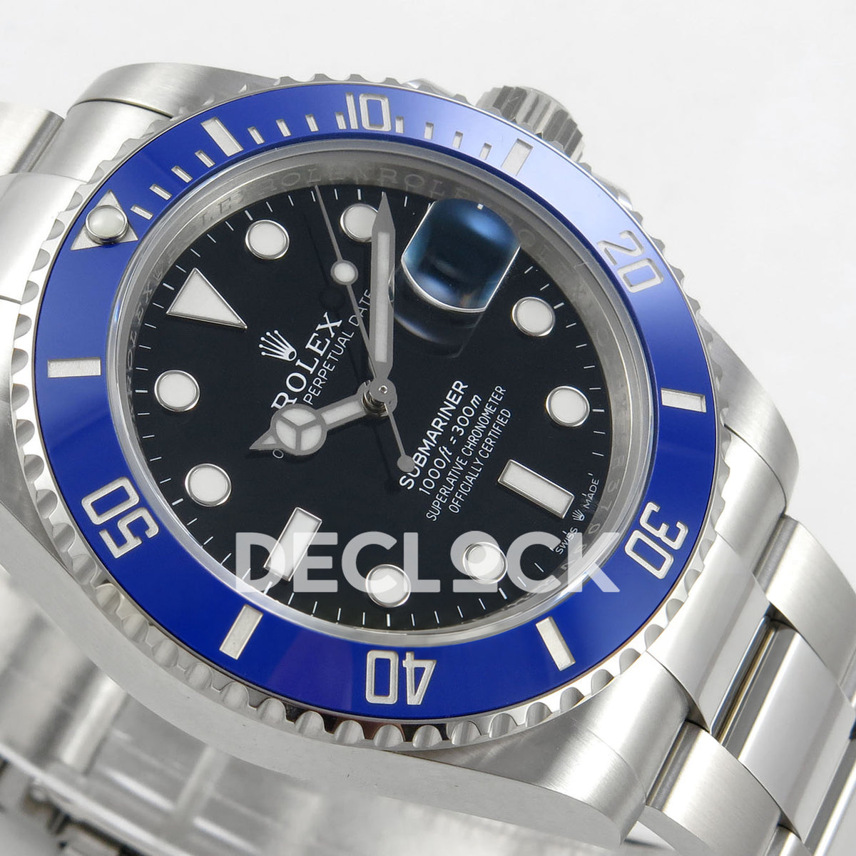 Rolex Submariner 41mm 126619LB RGF Black Dial Blue Bezel JH3235 replica - dial side angle