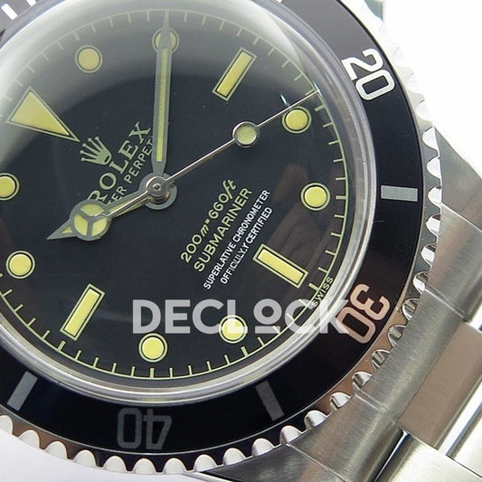Rolex Submariner 5513 Vintage Style 2 B12 A2836 - Dial close-up