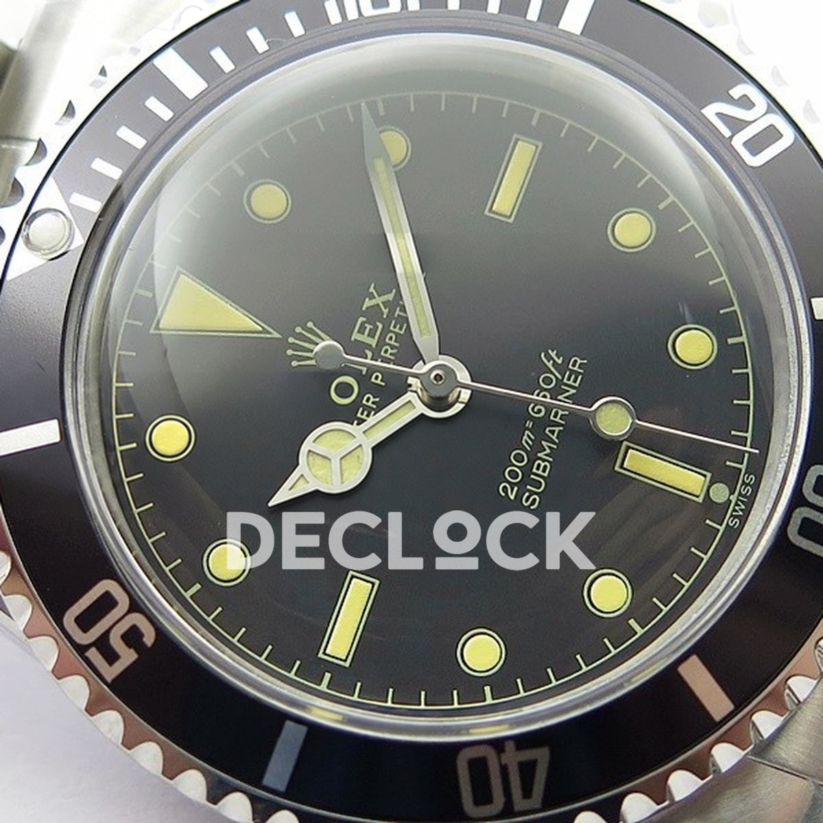 Rolex Submariner 5513 Vintage Style 3 B12 A2836 replica - original aged luminous indexes, hands, physical dial inscriptions and black bezel detail