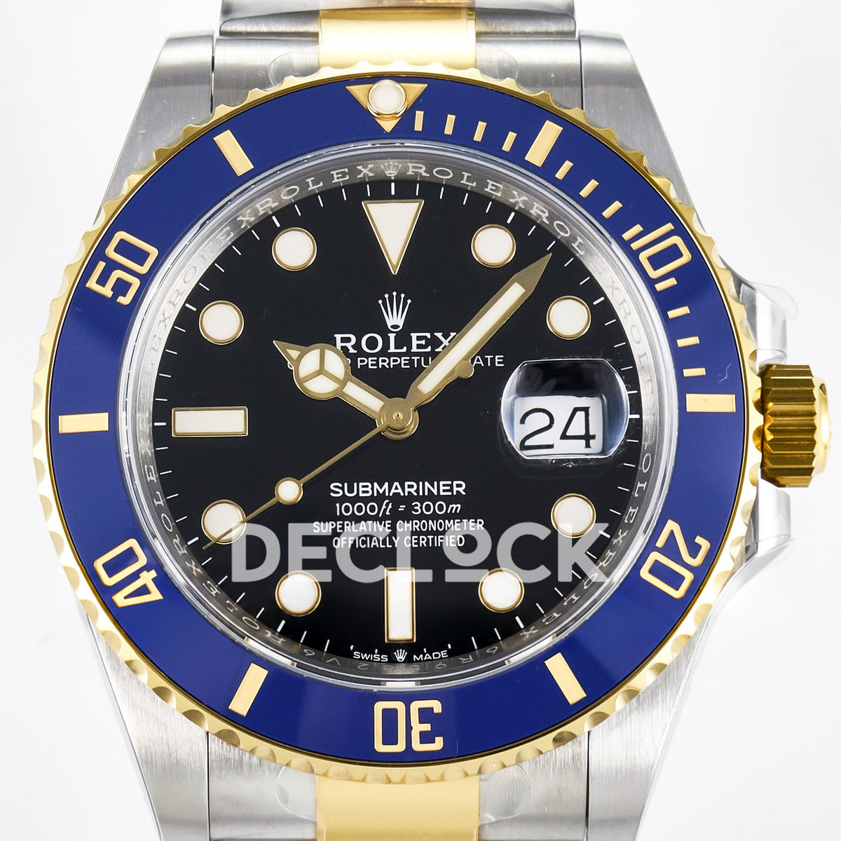 Rolex Submariner 126613LB Custom 41mm ARF Two-Tone Black Dial Blue Bezel SH3235 replica - dial closeup