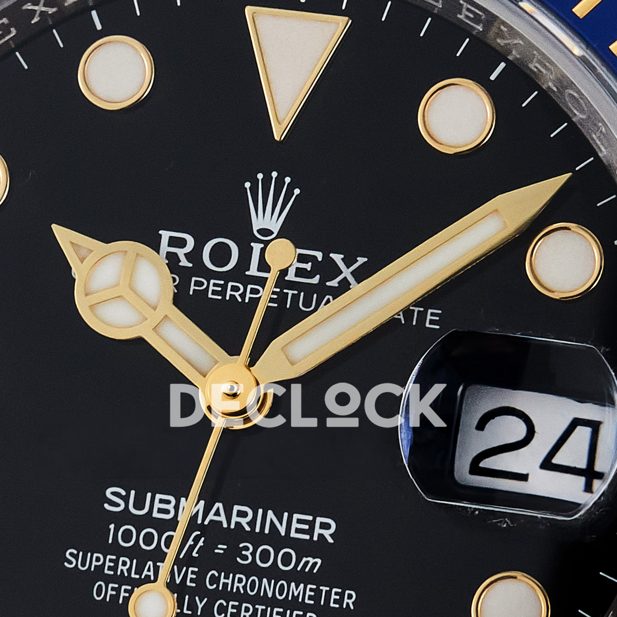 Rolex Submariner 126613LB Custom 41mm ARF Two-Tone Black Dial Blue Bezel SH3235 replica - dial macro