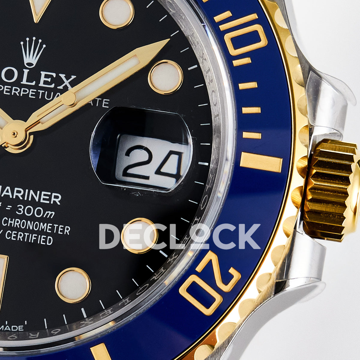 Rolex Submariner 126613LB Custom 41mm ARF Two-Tone Black Dial Blue Bezel SH3235 replica - crown date macro