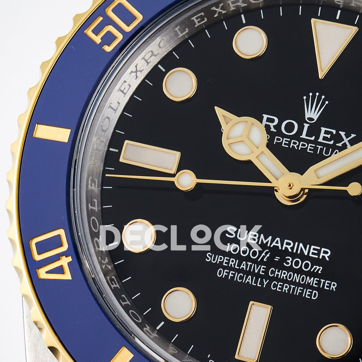 Rolex Submariner 126613LB Custom 41mm ARF Two-Tone Black Dial Blue Bezel SH3235 replica - dial left closeup