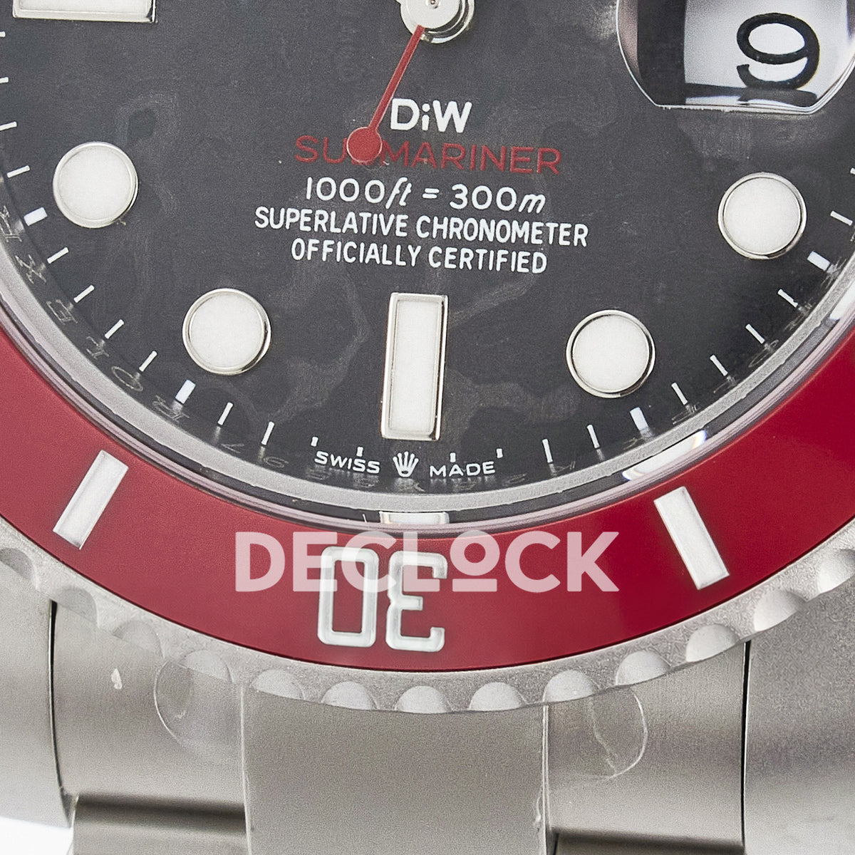 Rolex Submariner Custom DIW Black Carbon Red Bezel VSF VS3135 replica - carbon bezel