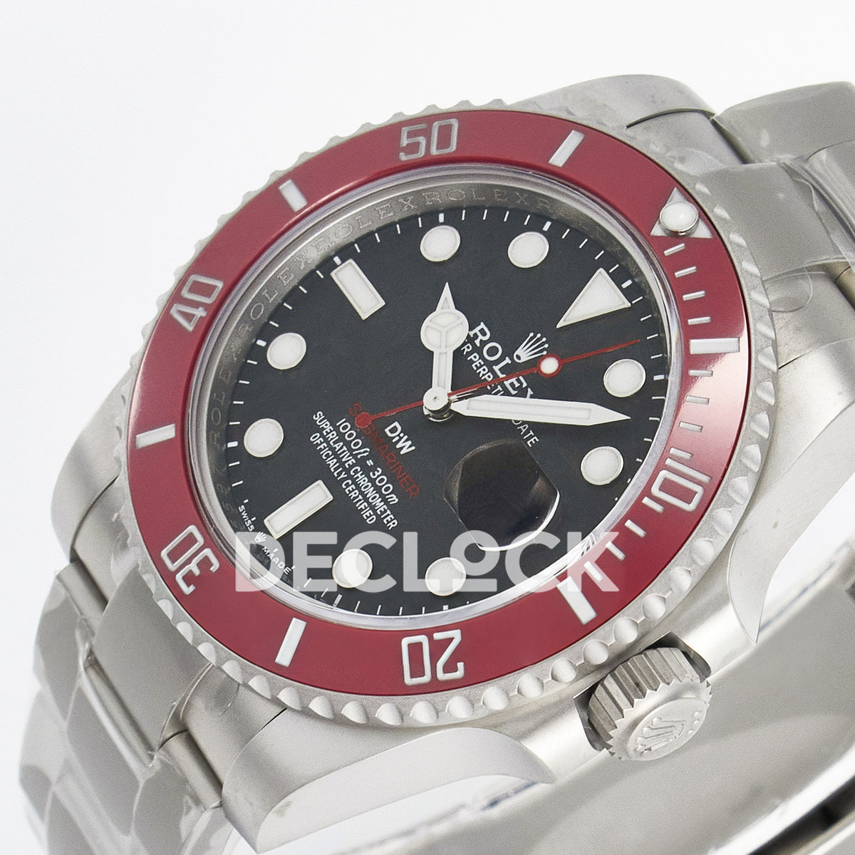 Rolex Submariner Custom DIW Black Carbon Red Bezel VSF VS3135 replica - crown side front