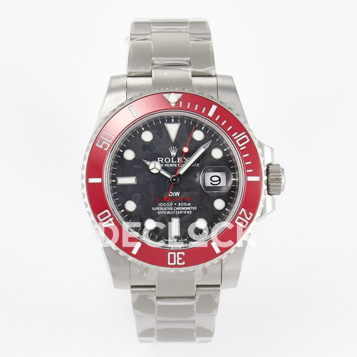 Rolex Submariner Custom DIW Black Carbon Red Bezel VSF VS3135 replica - front