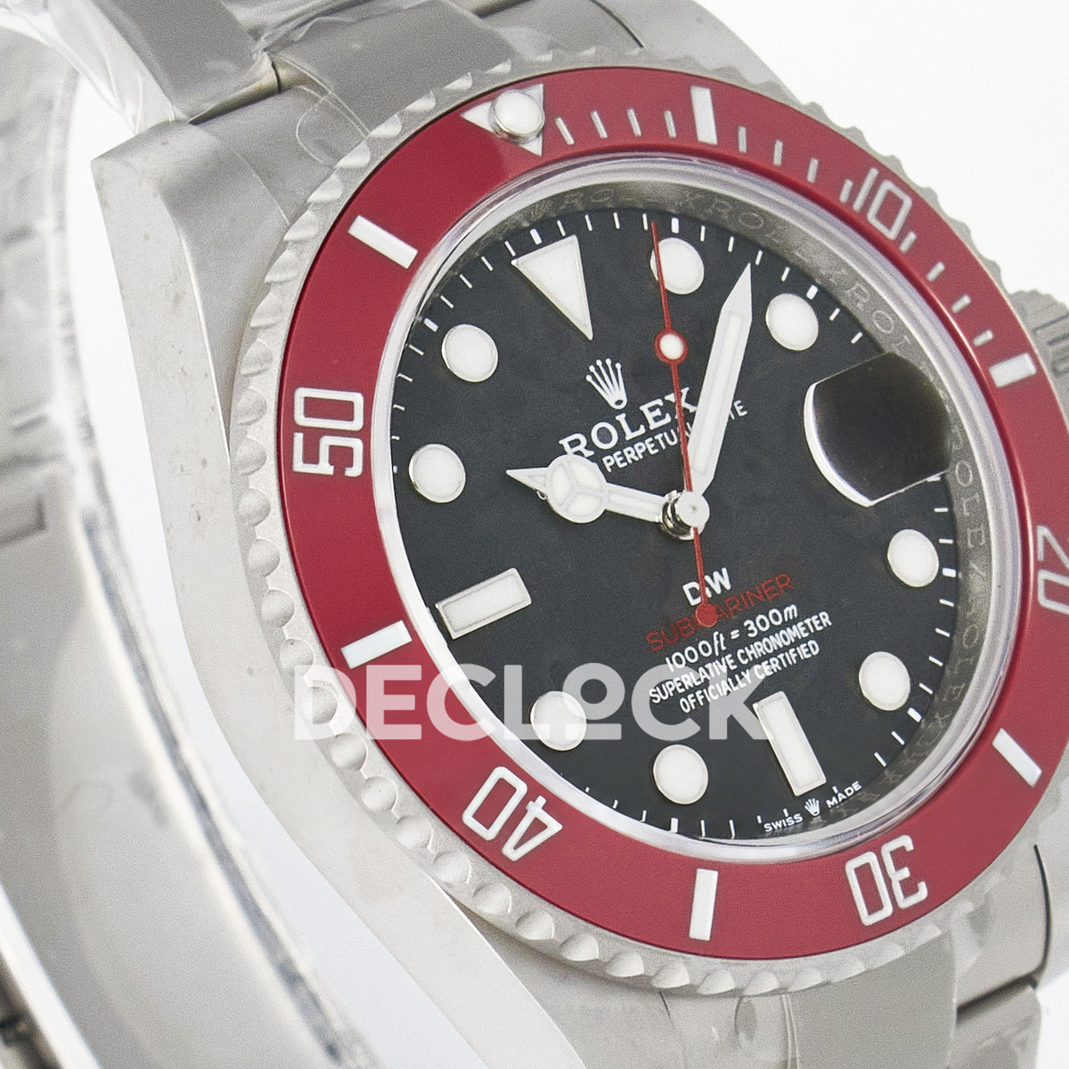 Rolex Submariner Custom DIW Black Carbon Red Bezel VSF VS3135 replica - opposite front