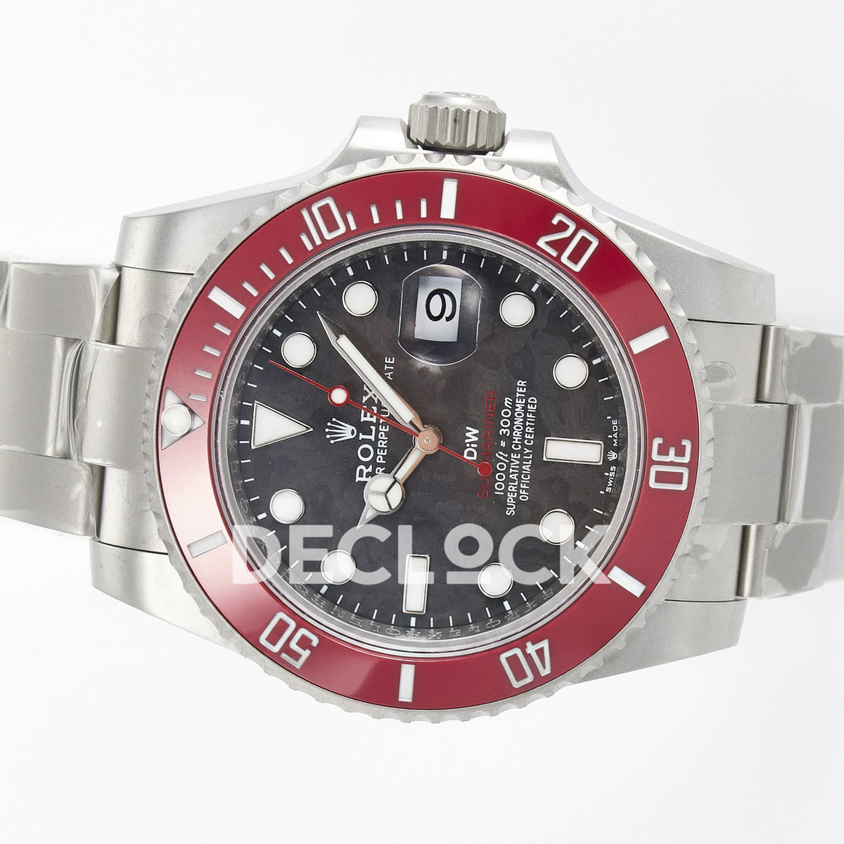Rolex Submariner Custom DIW Black Carbon Red Bezel VSF VS3135 replica - rotated dial