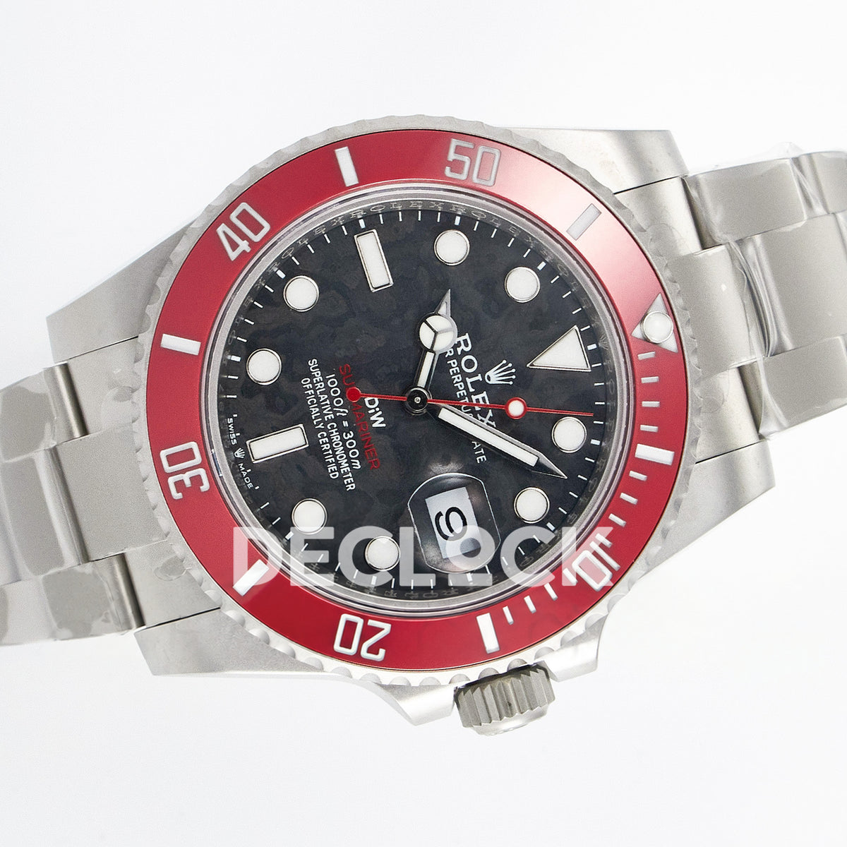 Rolex Submariner Custom DIW Black Carbon Red Bezel VSF VS3135 replica - rotated front