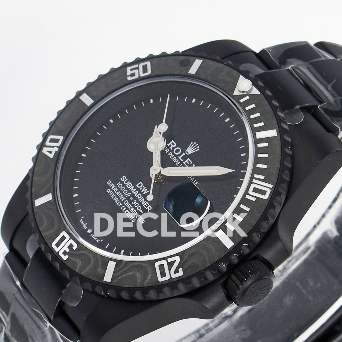 Rolex Submariner Custom DIW Black DLC VSF VS3135 replica - crown side front