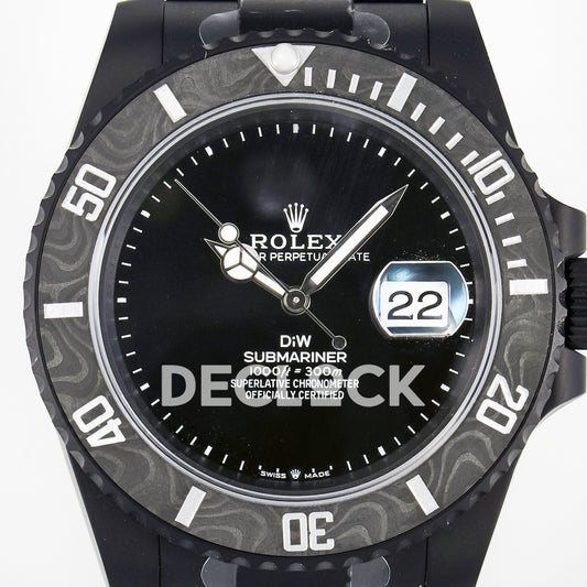 Rolex Submariner Custom DIW Black DLC VSF VS3135 replica - dial close up