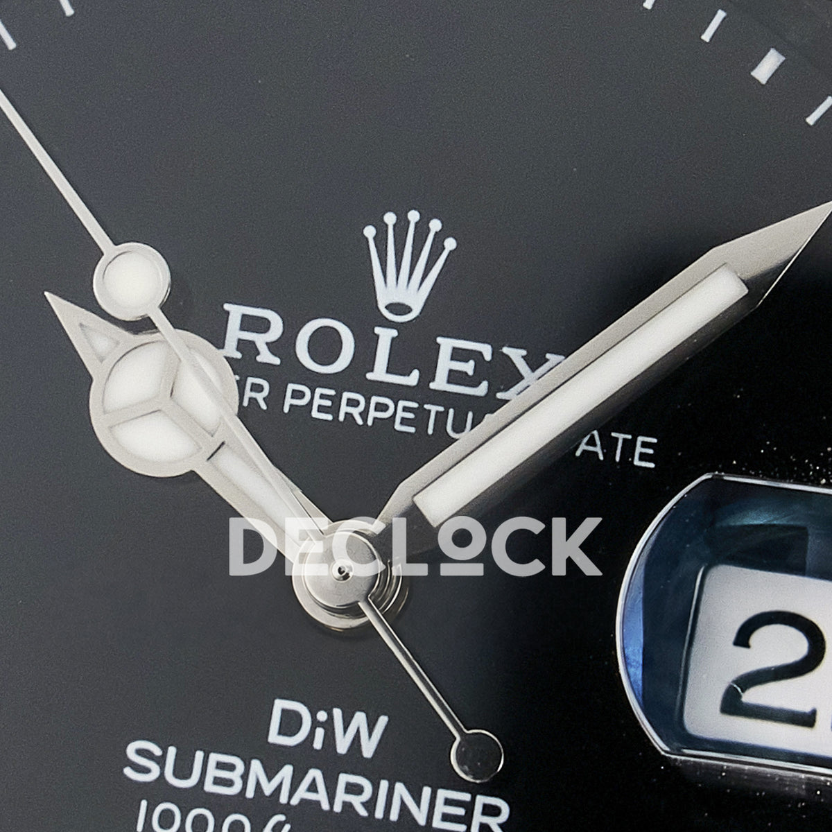 Rolex Submariner Custom DIW Black DLC VSF VS3135 replica - hands close up