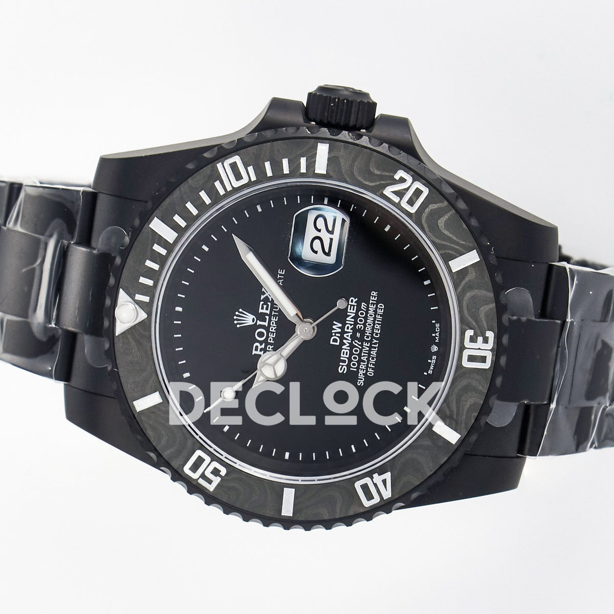 Rolex Submariner Custom DIW Black DLC VSF VS3135 replica - rotated dial
