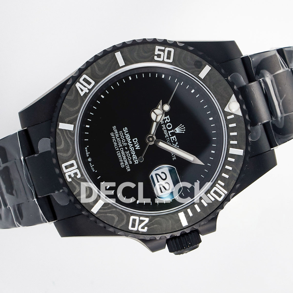 Rolex Submariner Custom DIW Black DLC VSF VS3135 replica - rotated front