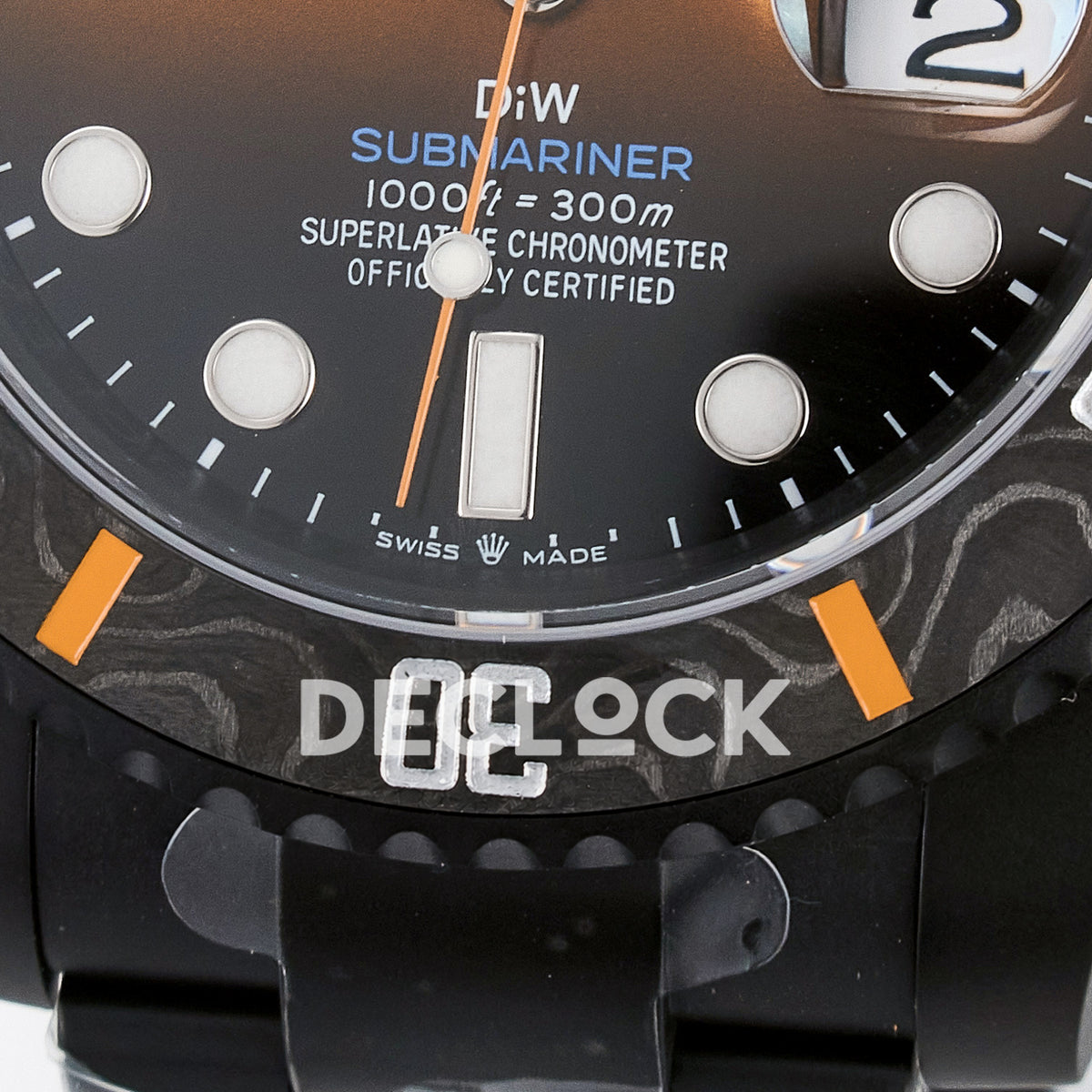 Rolex Submariner Custom DIW Black Orange DLC VSF VS3135 replica - carbon bezel