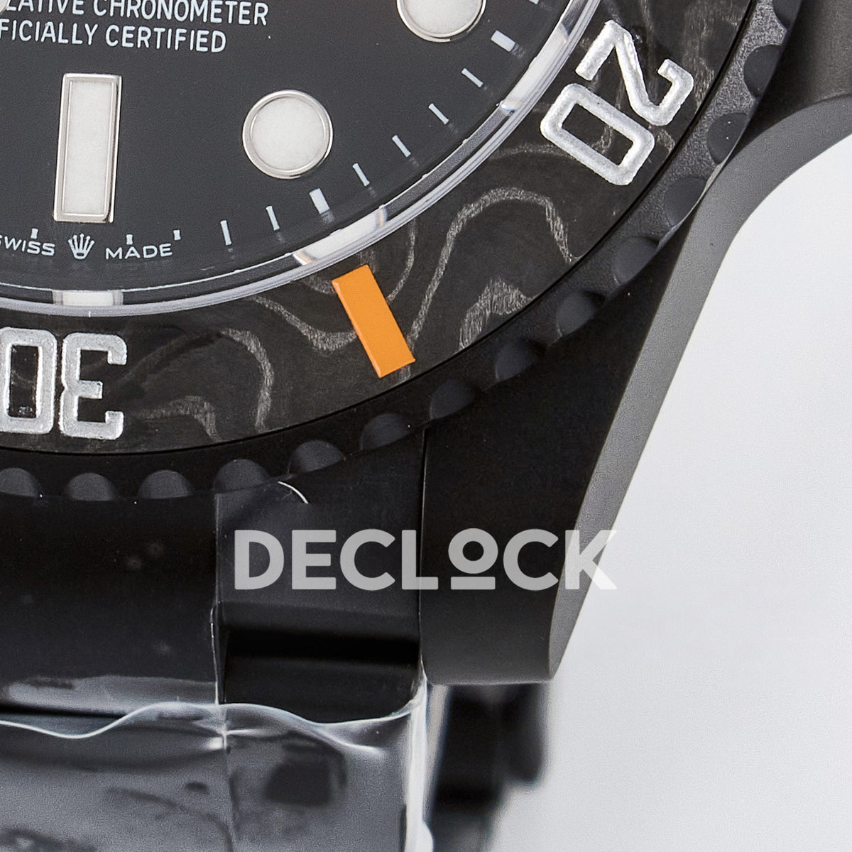 Rolex Submariner Custom DIW Black Orange DLC VSF VS3135 replica - case close up