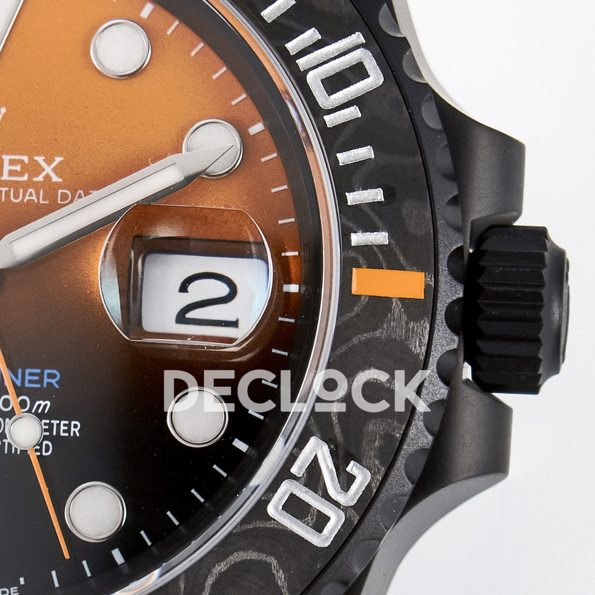 Rolex Submariner Custom DIW Black Orange DLC VSF VS3135 replica - dial and crown