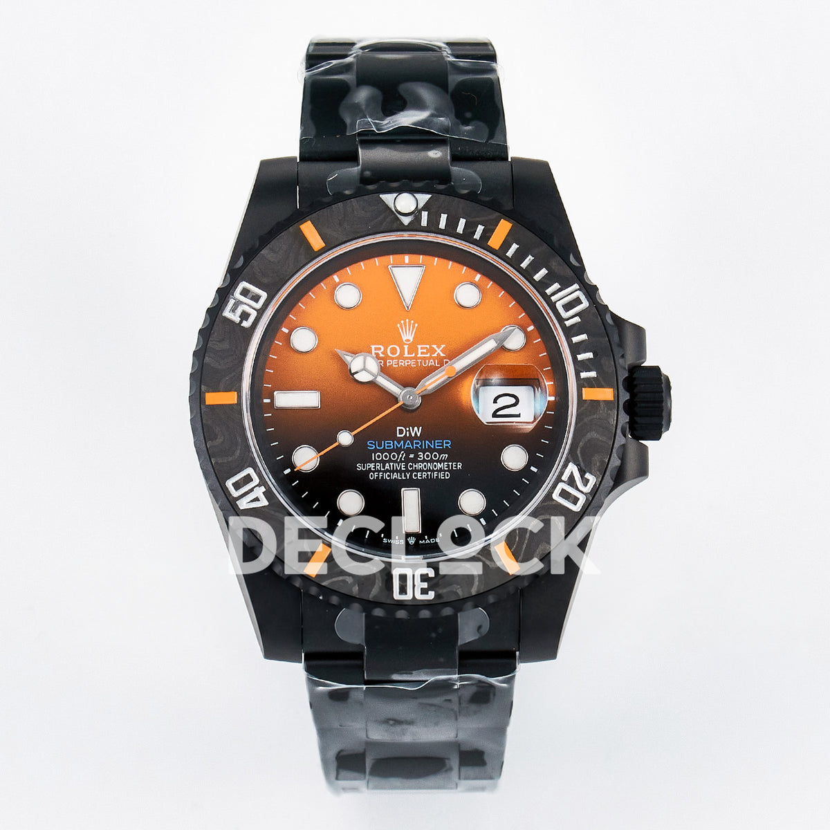 Rolex Submariner Custom DIW Black Orange DLC VSF VS3135 replica - front