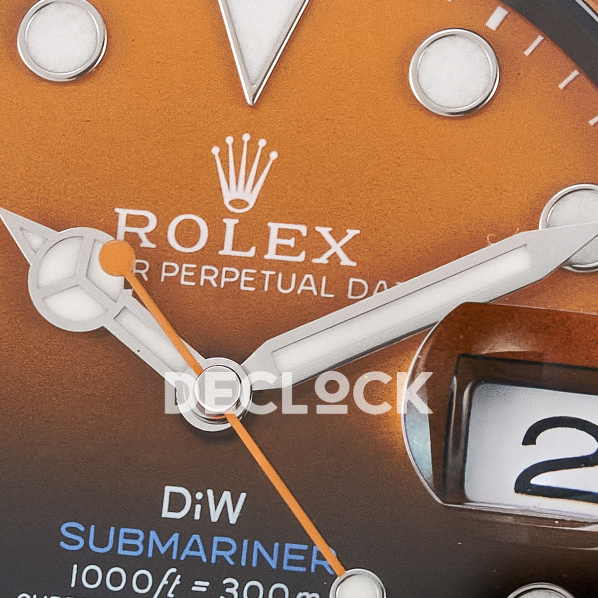 Rolex Submariner Custom DIW Black Orange DLC VSF VS3135 replica - hands close up