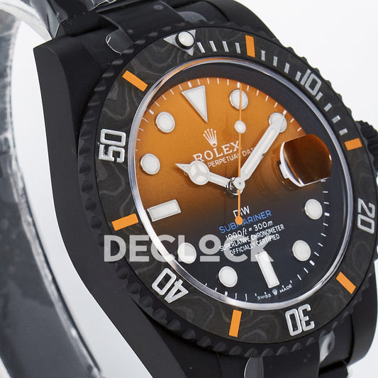 Rolex Submariner Custom DIW Black Orange DLC VSF VS3135 replica - opposite front