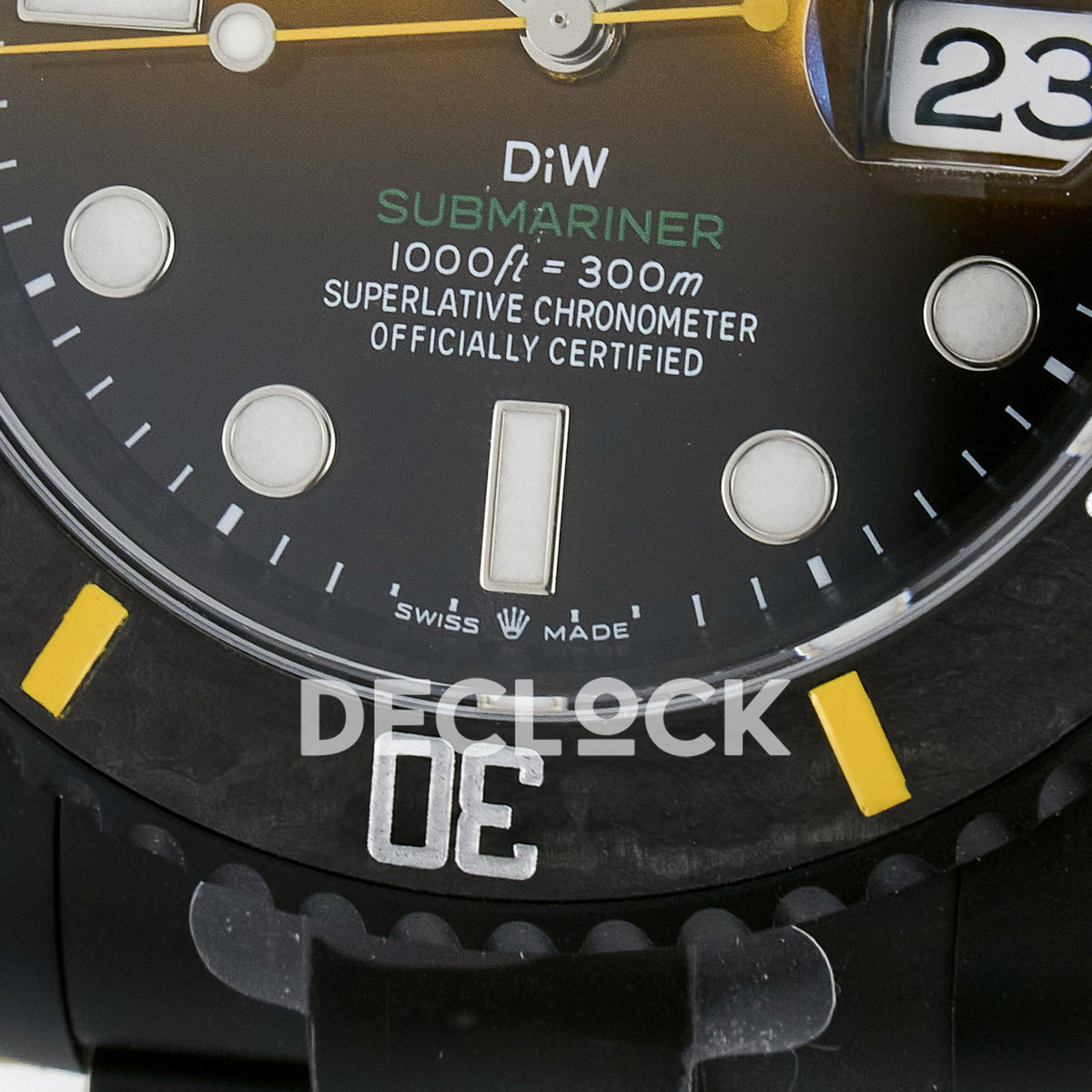 Rolex Submariner Custom DIW Black Yellow DLC VSF VS3135 replica - carbon bezel