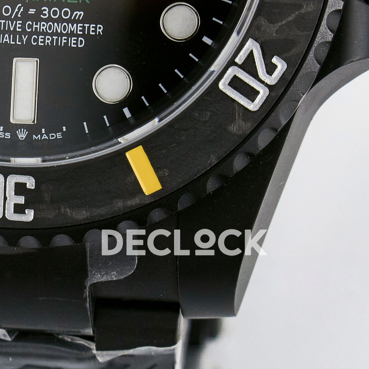 Rolex Submariner Custom DIW Black Yellow DLC VSF VS3135 replica - case close up