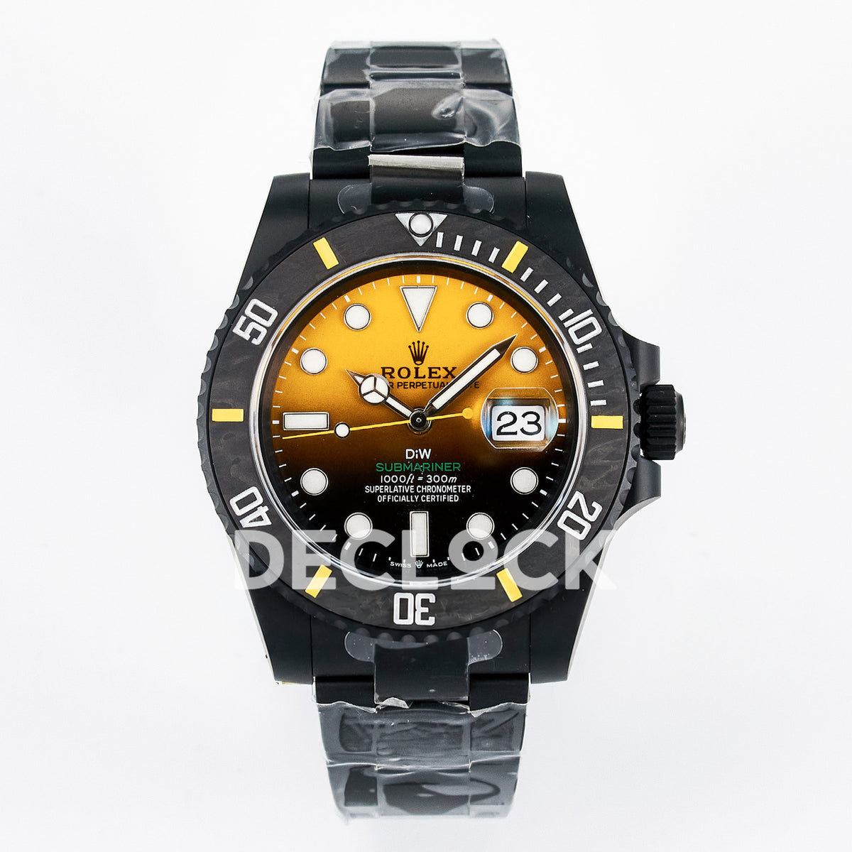 Rolex Submariner Custom DIW Black Yellow DLC VSF VS3135 replica - front