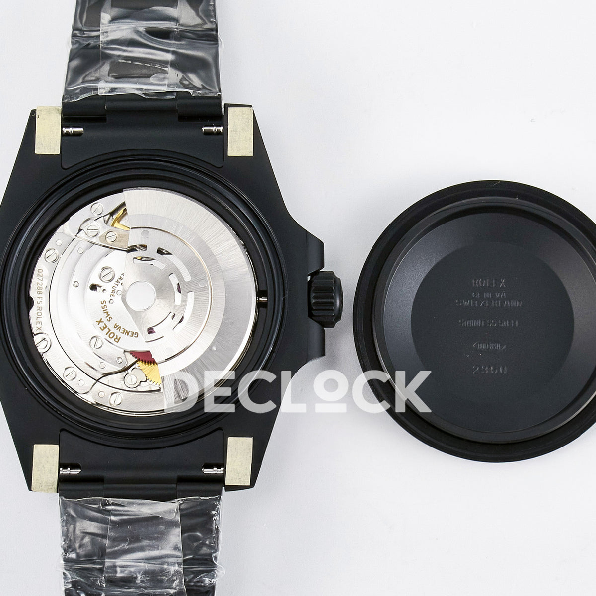 Rolex Submariner Custom DIW Black Yellow DLC VSF VS3135 replica - open caseback
