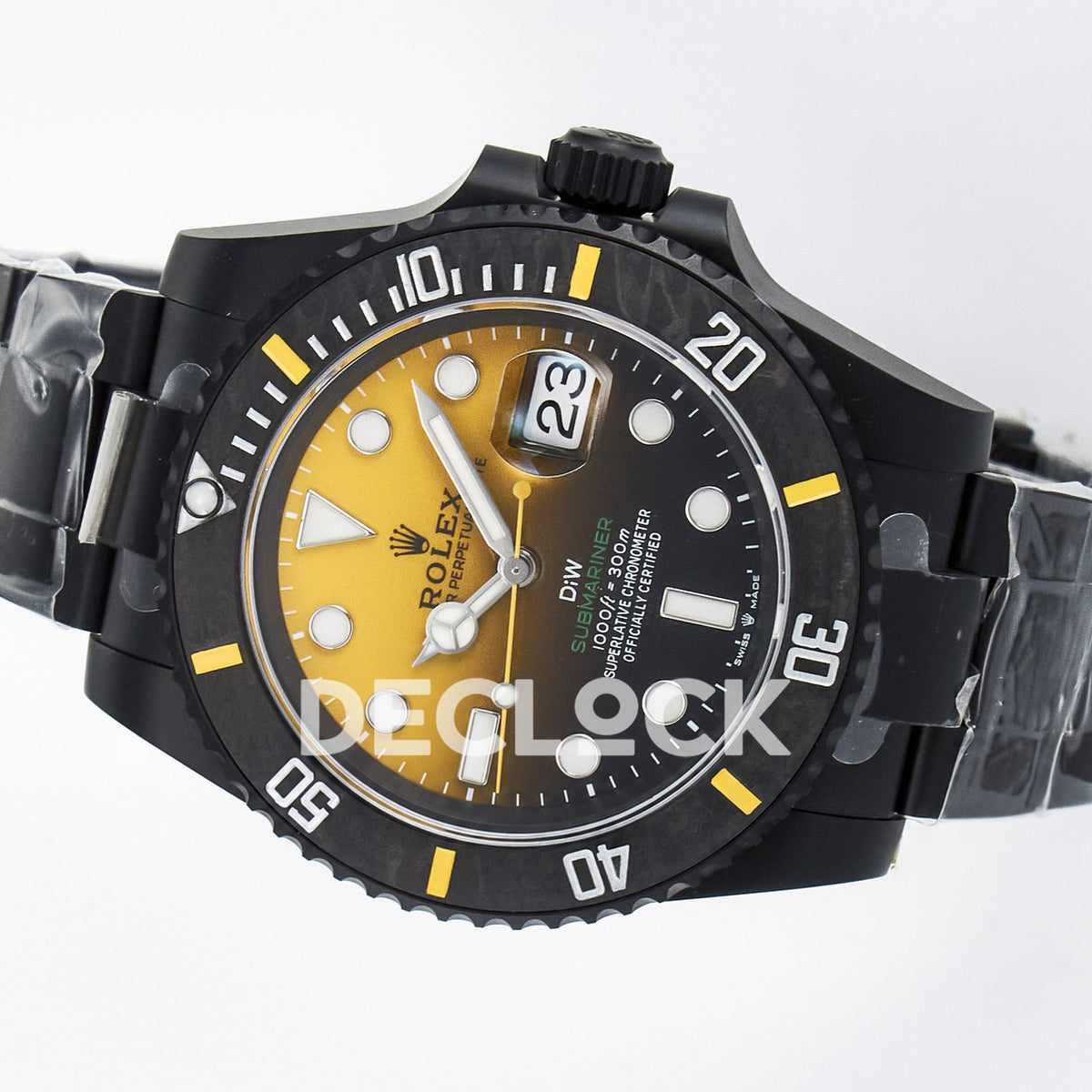Rolex Submariner Custom DIW Black Yellow DLC VSF VS3135 replica - rotated dial