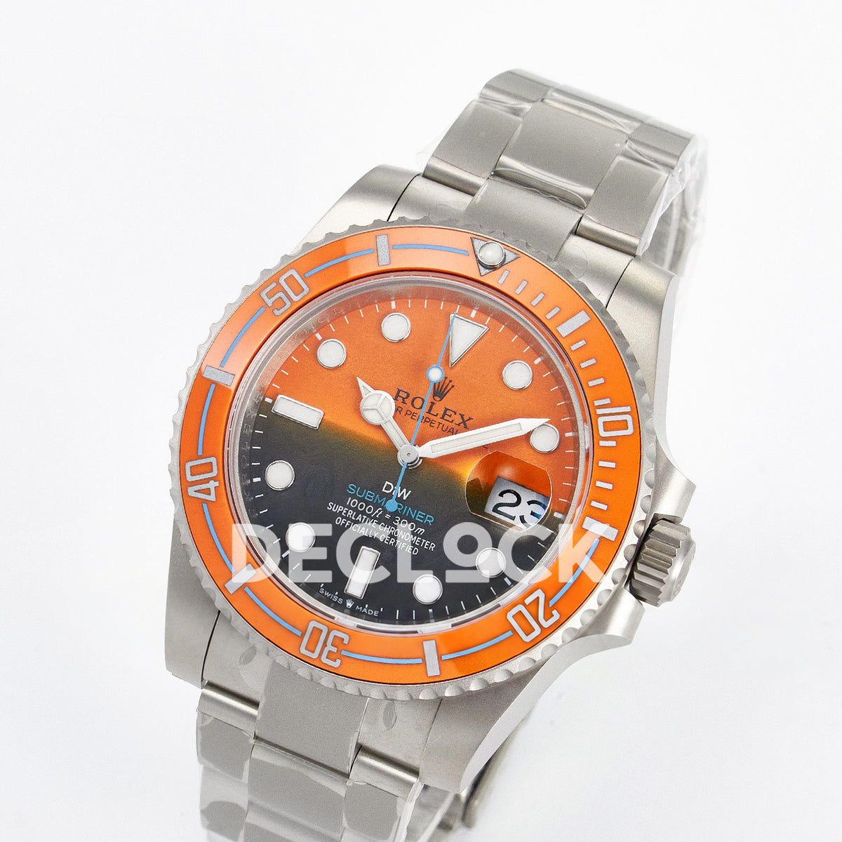 Rolex Submariner Custom DIW Orange Black VSF VS3135 replica - angled front