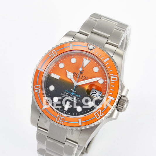 Rolex Submariner Custom DIW Orange Black VSF VS3135 replica - angled front