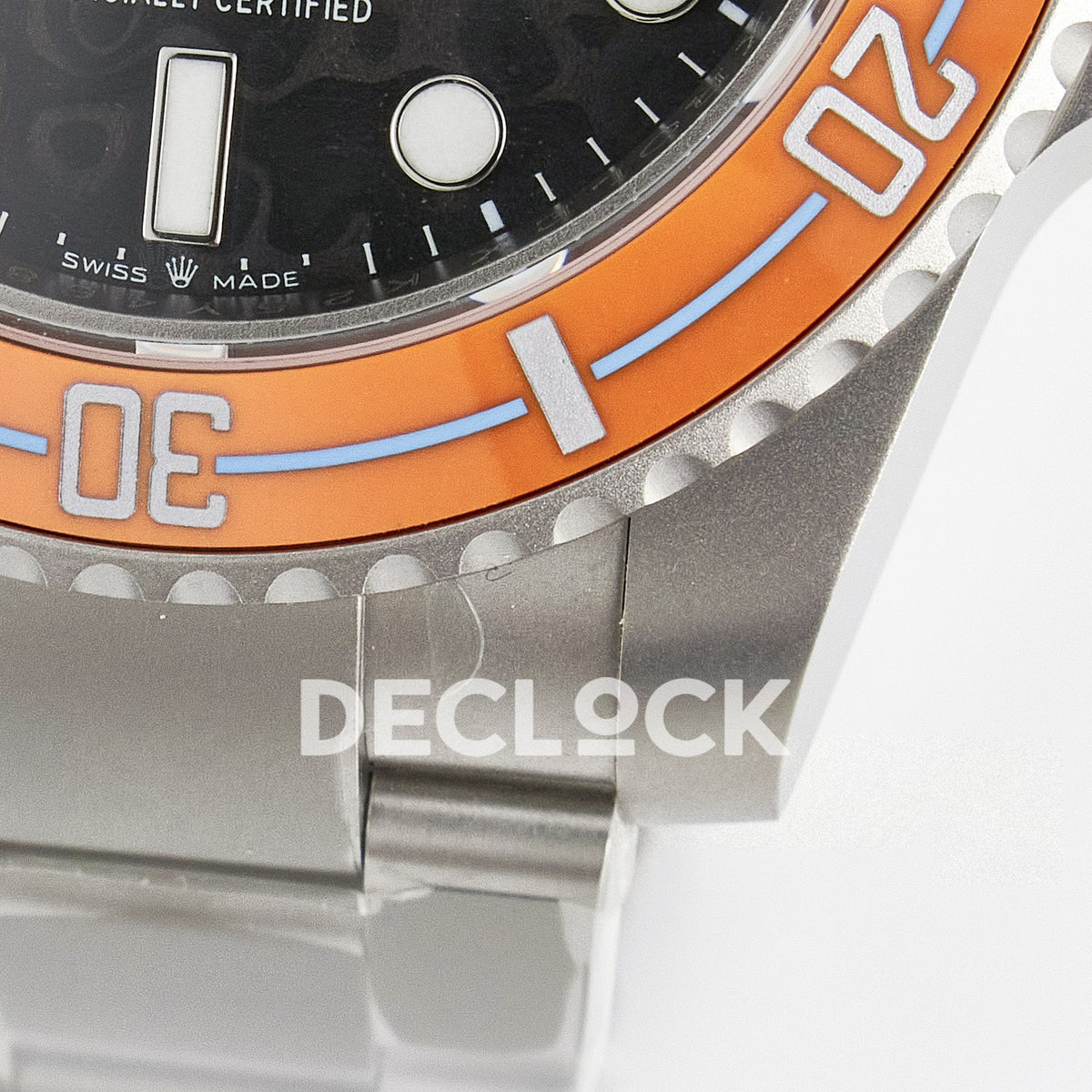 Rolex Submariner Custom DIW Orange Black VSF VS3135 replica - case close up