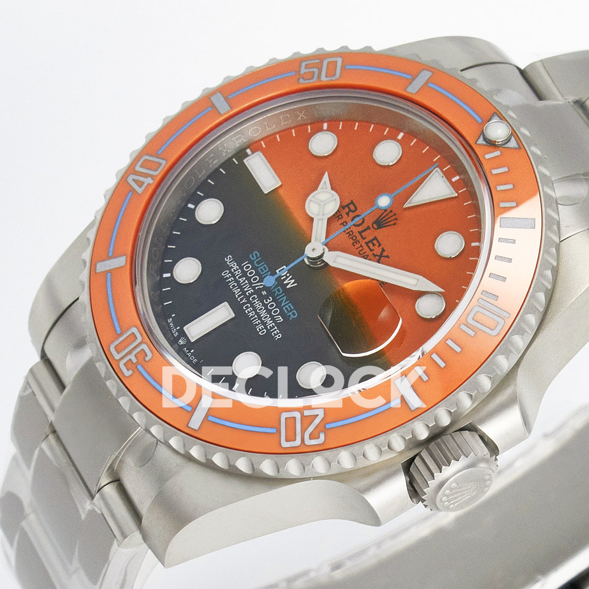 Rolex Submariner Custom DIW Orange Black VSF VS3135 replica - crown side front