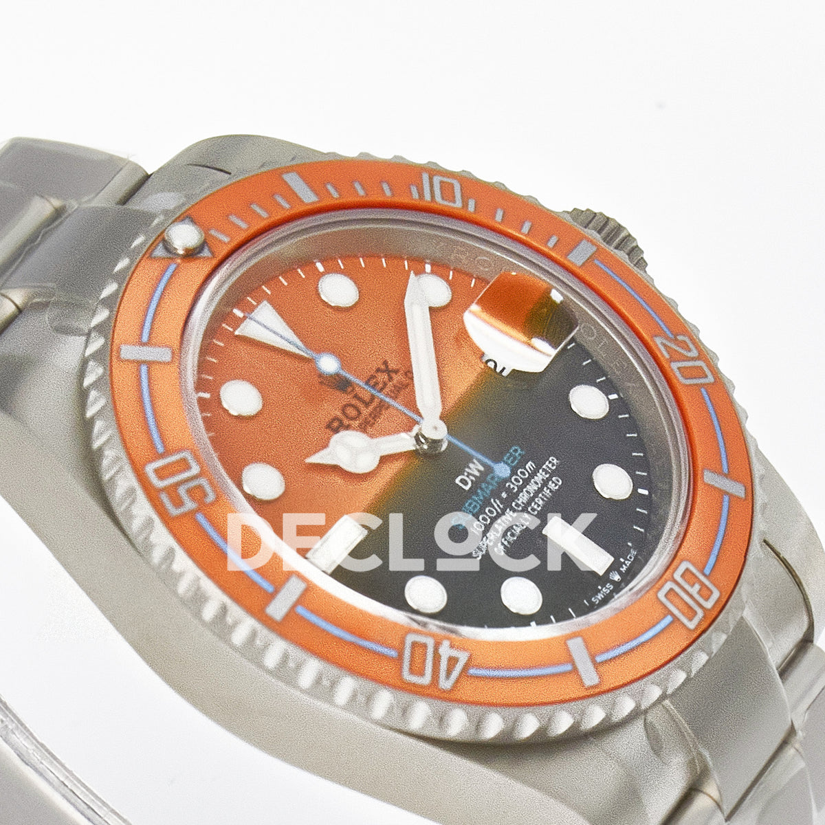 Rolex Submariner Custom DIW Orange Black VSF VS3135 replica - opposite angled front