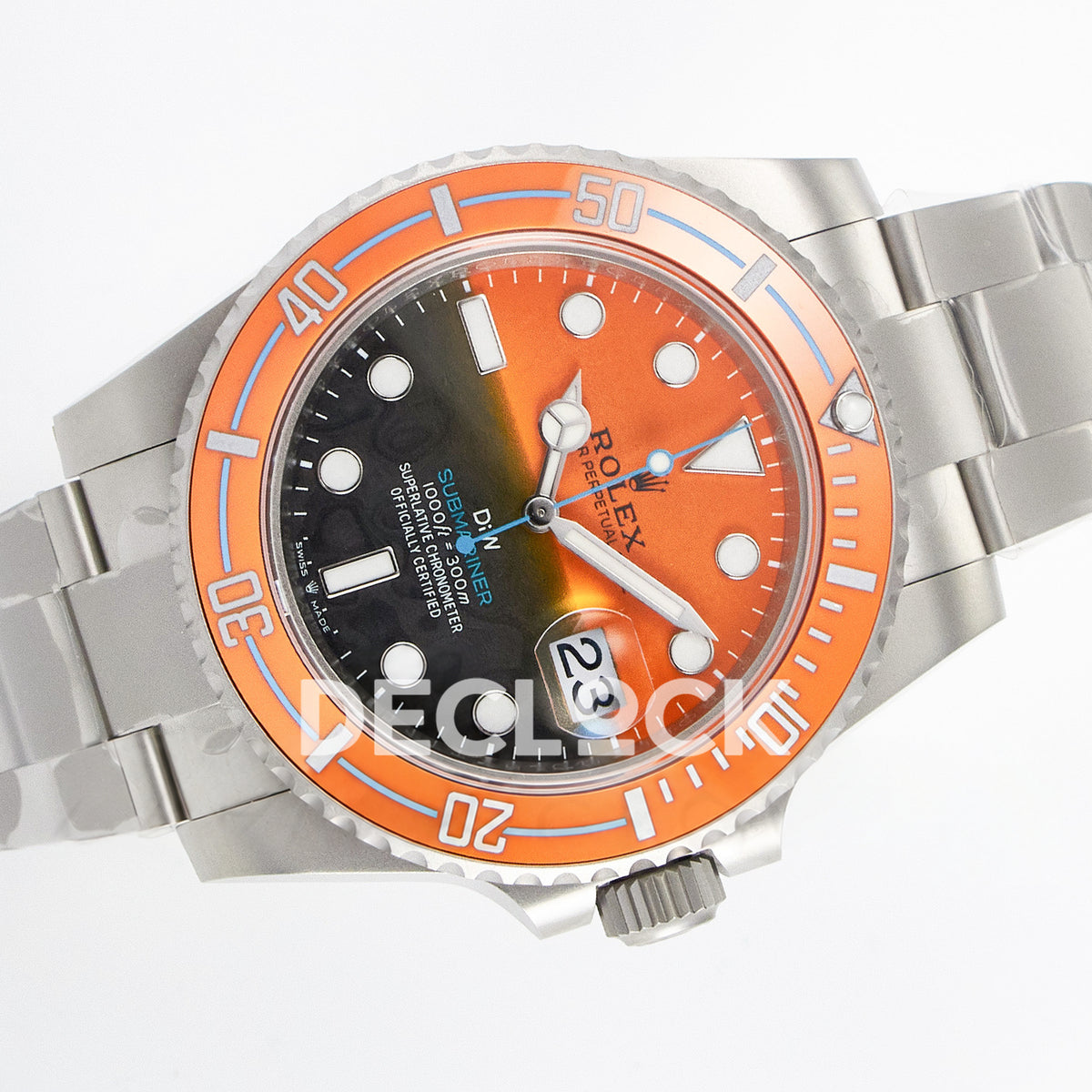 Rolex Submariner Custom DIW Orange Black VSF VS3135 replica - rotated front