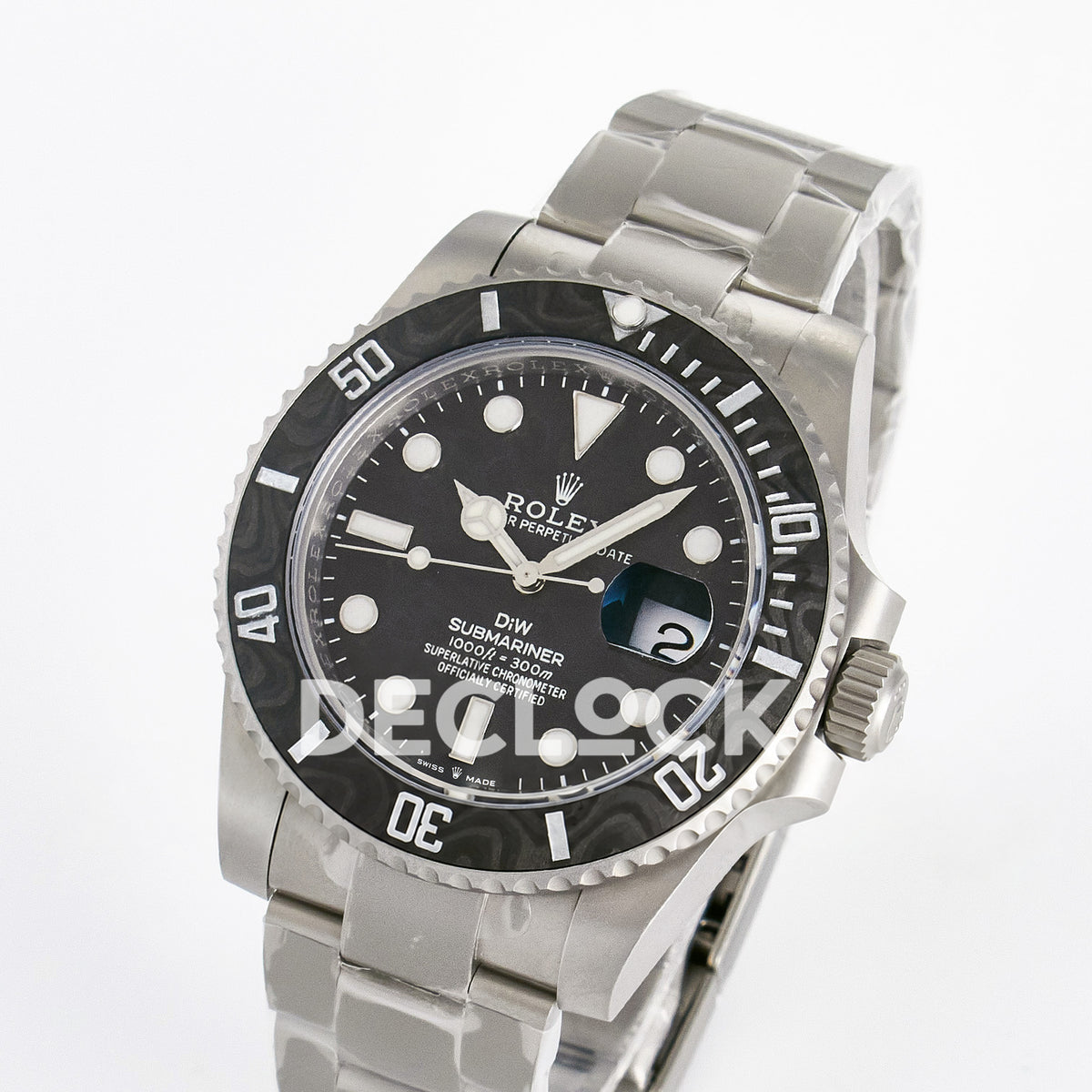 Rolex Submariner Custom DIW Sandblasted Black Carbon VSF VS3135 replica - angled front
